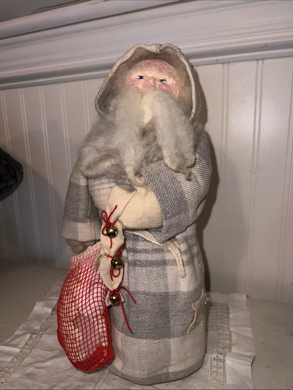 Vintage Paper Mache Primitive folk art handmade Christmas Santa